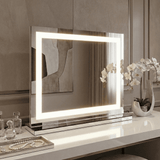 Pro Mirror with LED lights, sleek design, perfect for makeup and grooming on a vanity table