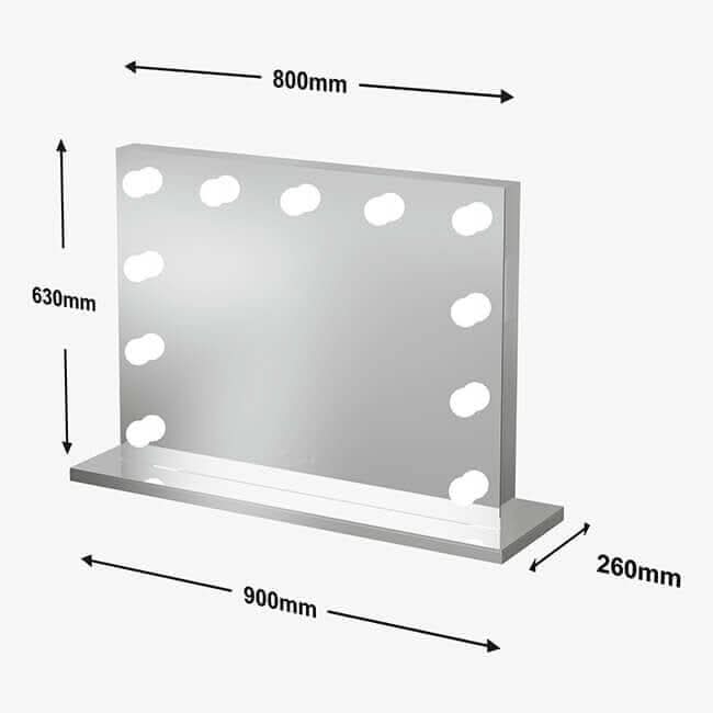 Stylish Hollywood Mirror with 10 Bulbs and Spacious Base for Makeup or Dressing Table