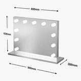 Stylish Hollywood Mirror with 10 Bulbs and Spacious Base for Makeup or Dressing Table