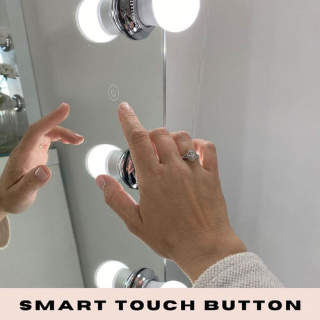 Hollywood Mirror with Smart Touch Button for Easy Lighting Control and Elegant Reflection