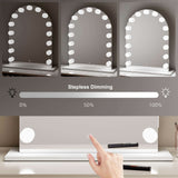 Hollywood Mirror with stepless dimming feature and bright LED lights for versatile lighting