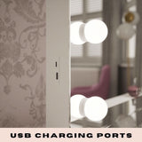 Hollywood Mirror with integrated USB charging ports for convenient device charging
