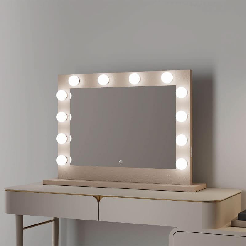 Elegant Hollywood Mirror with Bright LED Bulbs for a Glamorous Makeup Vanity Setup