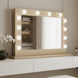 Stylish Hollywood Mirror with bright circular lights and a sleek design for elegant makeup application
