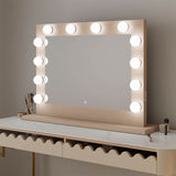 Large Hollywood Mirror with Bright LED Bulbs for Makeup and Dressing Tables