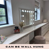 Stylish Hollywood Mirror with LED Bulbs, perfect for wall hanging in a modern vanity setup