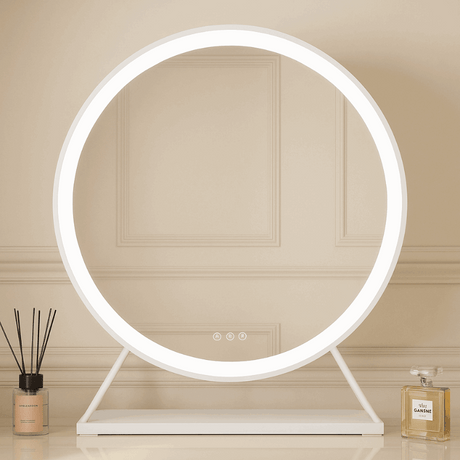 Hollywood Mirror with Circular Design and Adjustable LED Lighting for Beauty and Makeup Applications