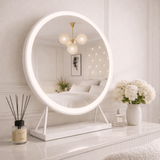 Stylish Hollywood Mirror with LED lighting, perfect for modern bedroom decor and makeup application