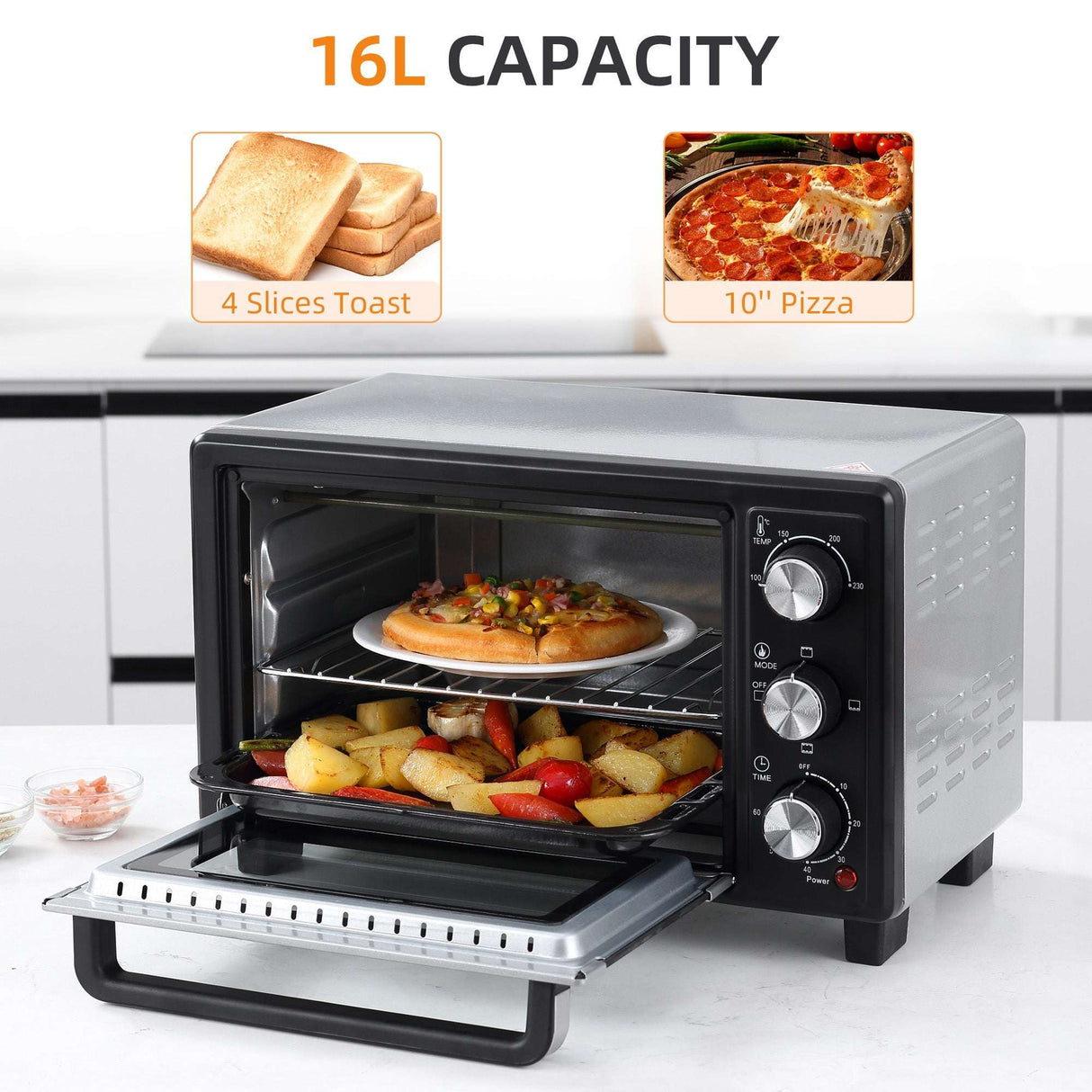 Wise Galleria Countertop Oven with 16L capacity, perfect for toasting, baking, and roasting meals