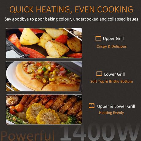 Wise Galleria Countertop Oven with powerful 1400W for quick heating and even cooking of various foods