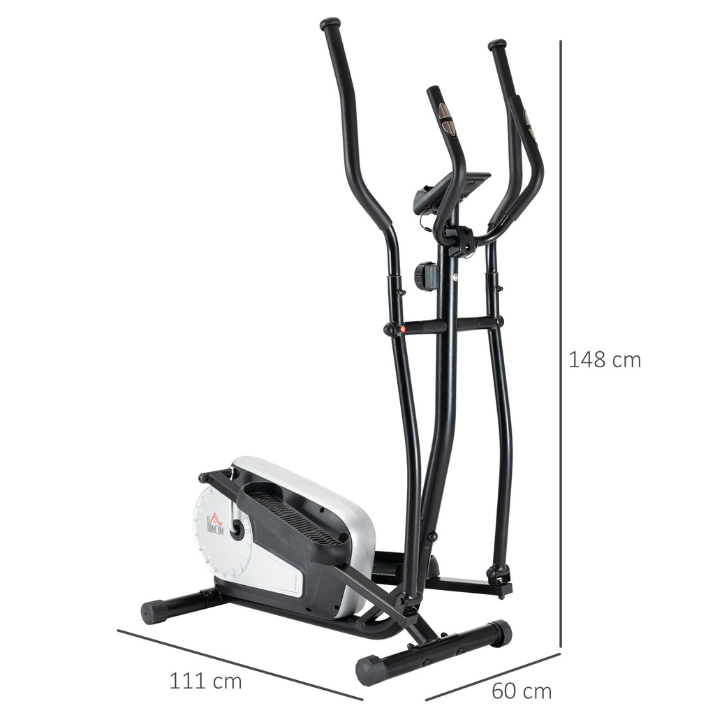 HOMCOM Elliptical Cross Trainer With Adjustable Resistance, LCD Monitor, Wheels HOMCOM
