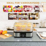 5 Tier Food Dehydrator 245W Stainless Steel Food Dryer Machine Timer LCD Silver HOMCOM