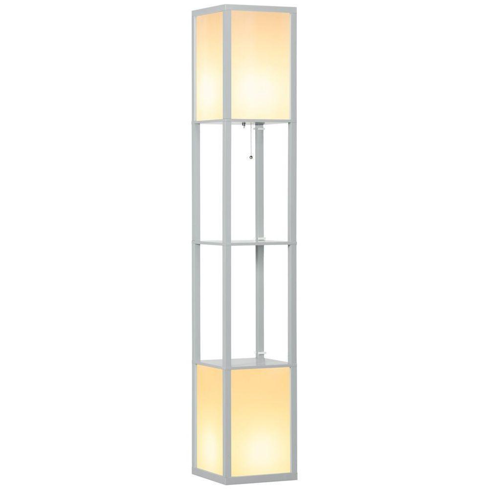 HOMCOM Shelf Floor Lamp with Dual Light, for Living Room, Bedroom, Black HOMCOM