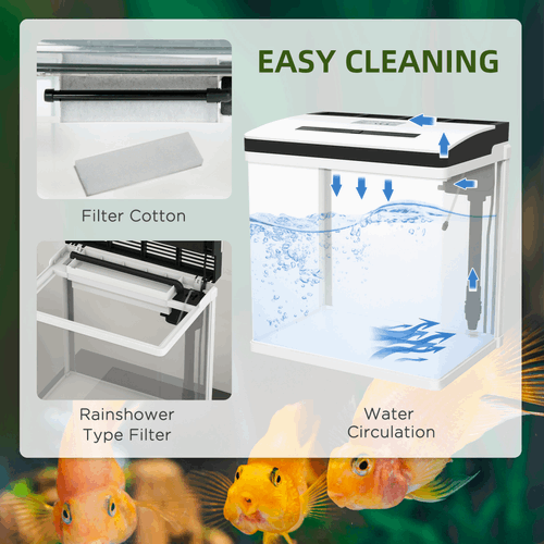 PawHut Aquarium 28L Glass Fish Tank With Filter, LED Lighting, Water Pump PawHut