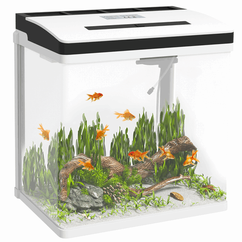 PawHut Aquarium 28L Glass Fish Tank With Filter, LED Lighting, Water Pump PawHut