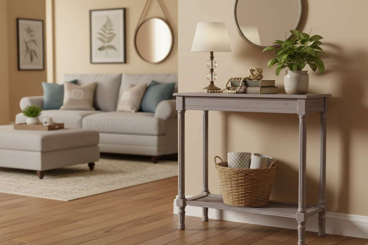 The Serene Rattan Collection Console Table GREY WOOD Shades 4 Seasons