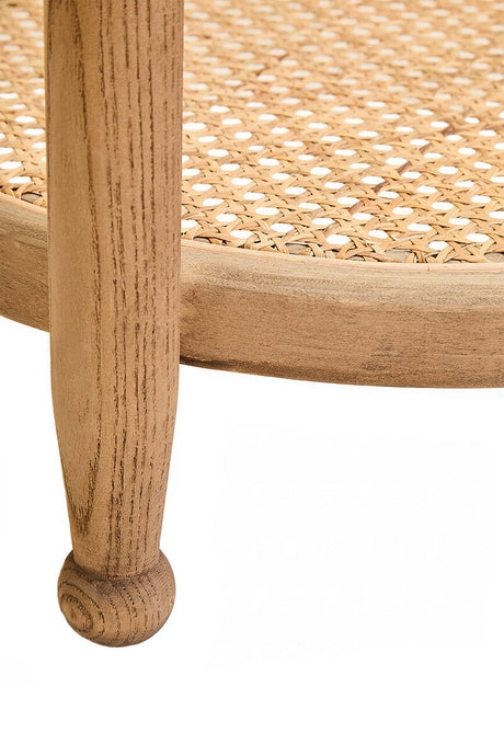 Orsina Side Table with Natural Wood Finish and Rattan Weave for Stylish Home Decoration
