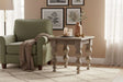 Rustic Shades 4 Seasons side table with decorative candles and a vase in a cozy living space