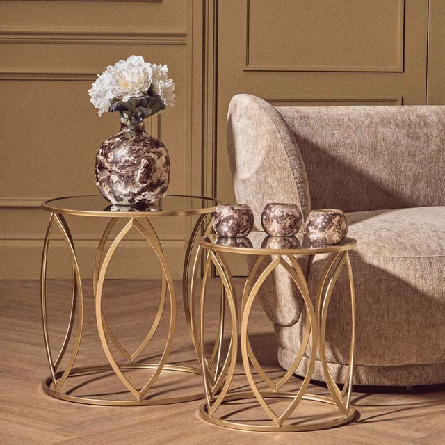 Arcana Set Of Two Gold Finish Side Tables Orsina