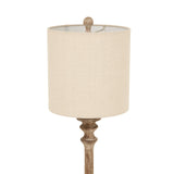 Shades 4 Seasons Table Lamp with a beige linen shade and a stylish wooden base