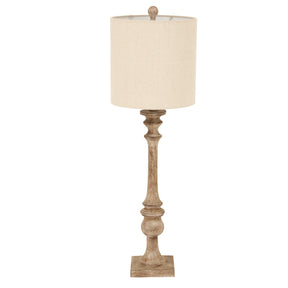 Shades 4 Seasons Table Lamp with a wooden base and beige fabric shade for elegant lighting