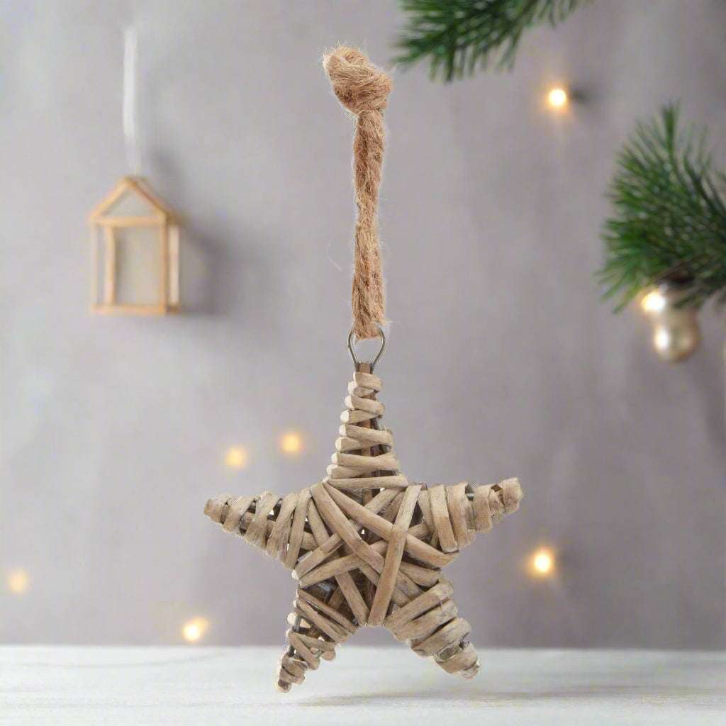 The Noel Collection Small Wicker Star Decoration BROWN WICKER Shades 4 Seasons