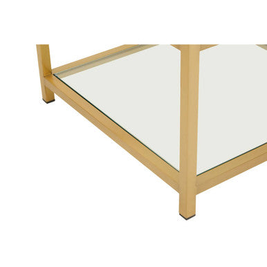 Orsina End Table with a Glass Top and Stylish Wooden Frame for Modern Living Spaces