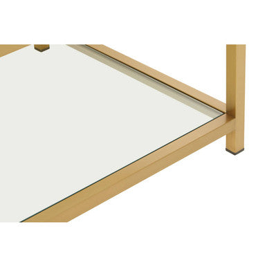 Orsina stylish End Table with a sleek glass top and gold metal frame for modern decor