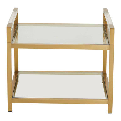 Orsina Modern Gold End Table with Glass Shelves for Stylish Living Room Decor