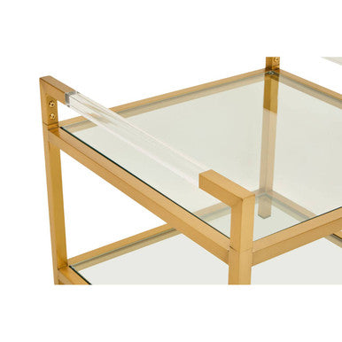 Orsina Modern End Table with Clear Glass Top and Gold Frame for Stylish Living Room Decor