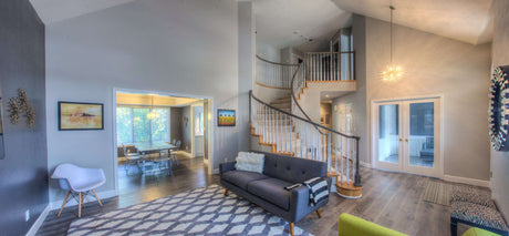 Stylish living room featuring a marble doorstop from Shades 4 Seasons on a wooden floor