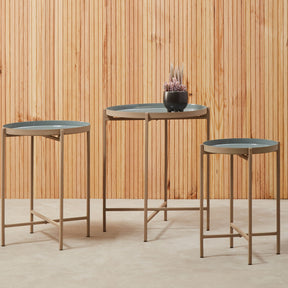Orsina Modern Side Tables in Grey with Metal Frames for Stylish Living Room Decor