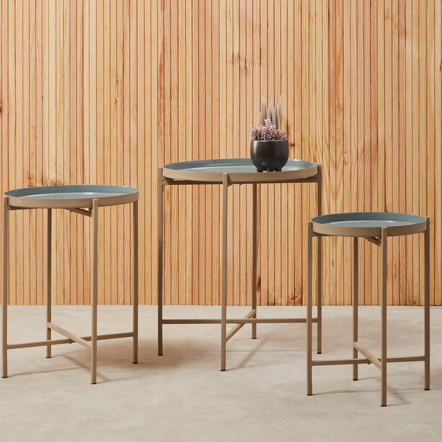 Orsina Modern Side Tables in Grey with Metal Frames for Stylish Living Room Decor