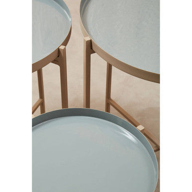 Orsina side tables in soft blue with modern design, perfect for any living space