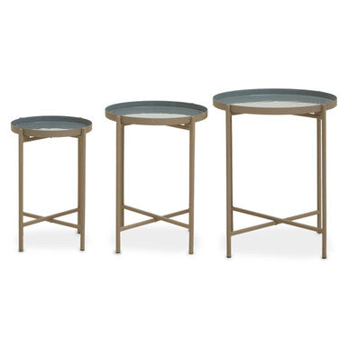 Orsina Nesting Side Tables Set of Three with Stylish Round Tops and Sturdy Metal Frames
