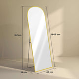Elegant Standing Mirror by Wise Galleria with a modern design and gold trim, measuring 164.5 cm tall
