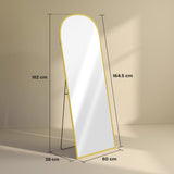 Elegant Standing Mirror by Wise Galleria with a modern design and gold trim, measuring 164.5 cm tall