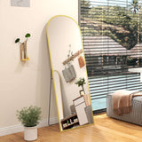 Elegant Standing Mirror with a Yellow Frame, perfect for modern home decor