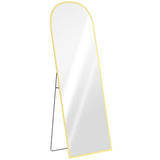 Stylish Standing Mirror with a Yellow Border and Adjustable Stand for Modern Interiors