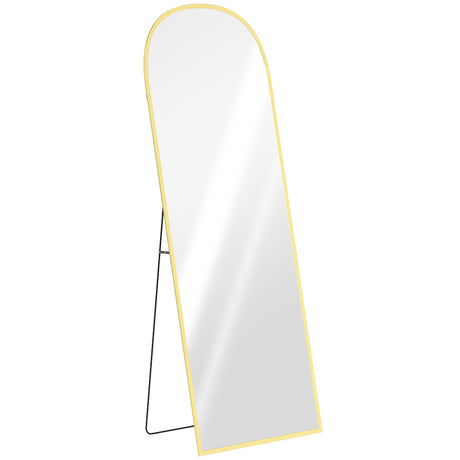 Stylish Standing Mirror with a Yellow Border and Adjustable Stand for Modern Interiors