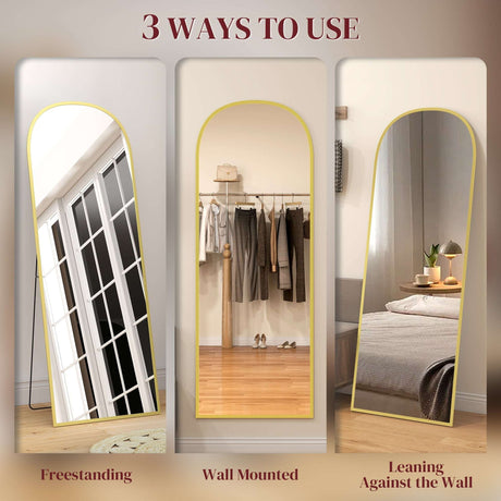 Versatile Standing Mirror in Three Configurations: Freestanding, Wall Mounted, and Leaning Against the Wall