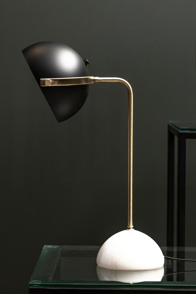 Orsina Table Lamp with a black dome shade and marble base, designed for modern interiors