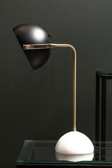 Orsina Table Lamp with a black dome shade and marble base, designed for modern interiors