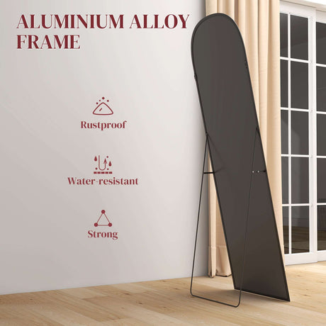 Standing Mirror with Aluminium Alloy Frame, Rustproof and Water-resistant for Durable Use