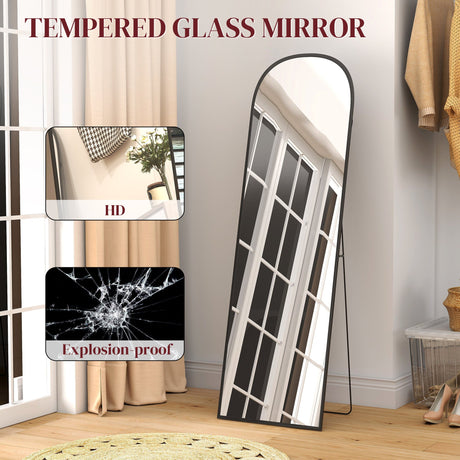 Stylish standing mirror with tempered glass, HD reflection and explosion-proof design for modern interiors