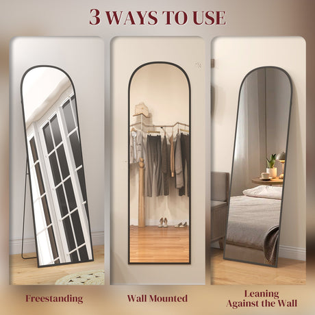 Wise Galleria Standing Mirror in three uses: freestanding, wall mounted, and leaning against the wall
