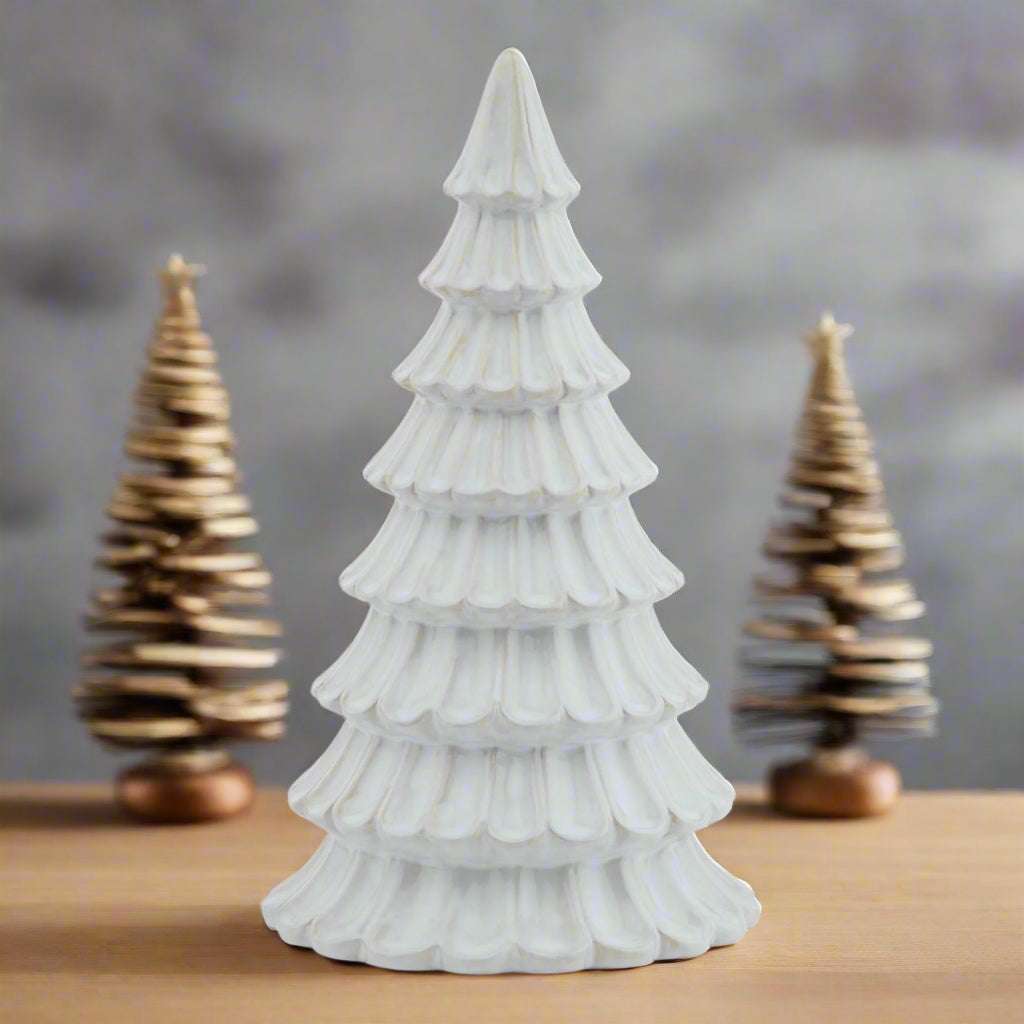 Shades 4 Seasons Ceramic Fir Tree - White Tabletop Decor WHITE CERAMIC Shades 4 Seasons