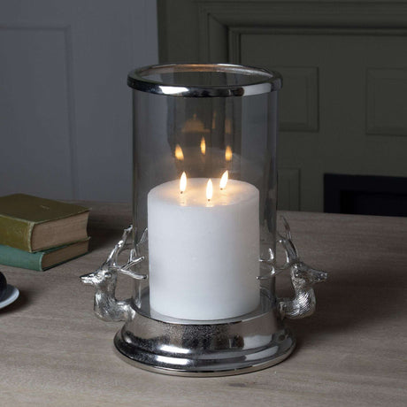 Silver Stag Heads Hurricane Lantern Shades 4 Seasons