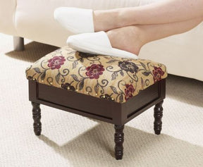 Greenhurst Floral Upholstered Storage Footstool Greenhurst