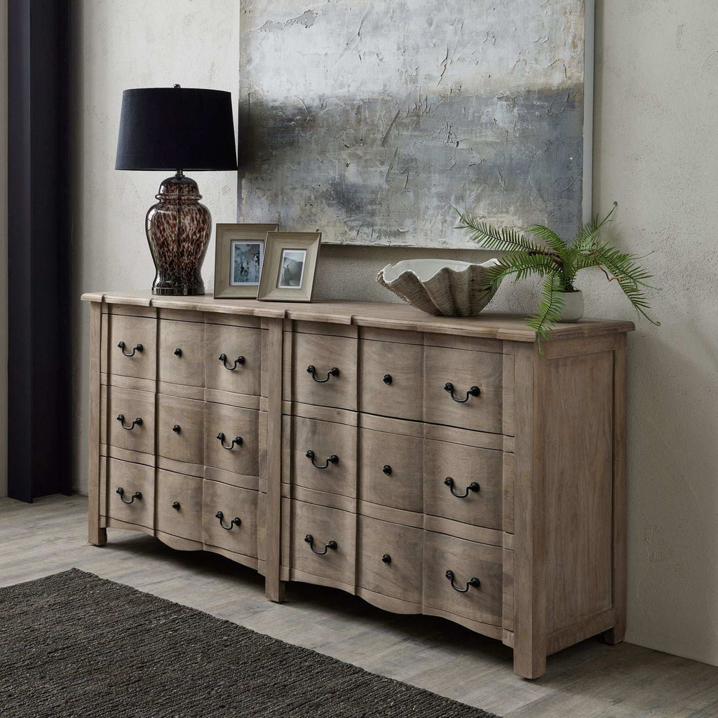 Shades 4 Seasons 6 Drawer Chest - Rustic Oak & Metal Handles Shades 4 Seasons